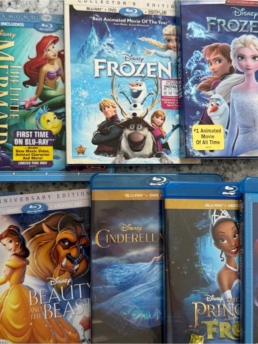 Disney Princess Blu-ray Lot Cinderella Little Mermaid Beauty Beast Sleeping Beau